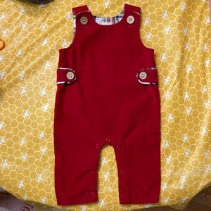 Adorable red corduroy overalls
